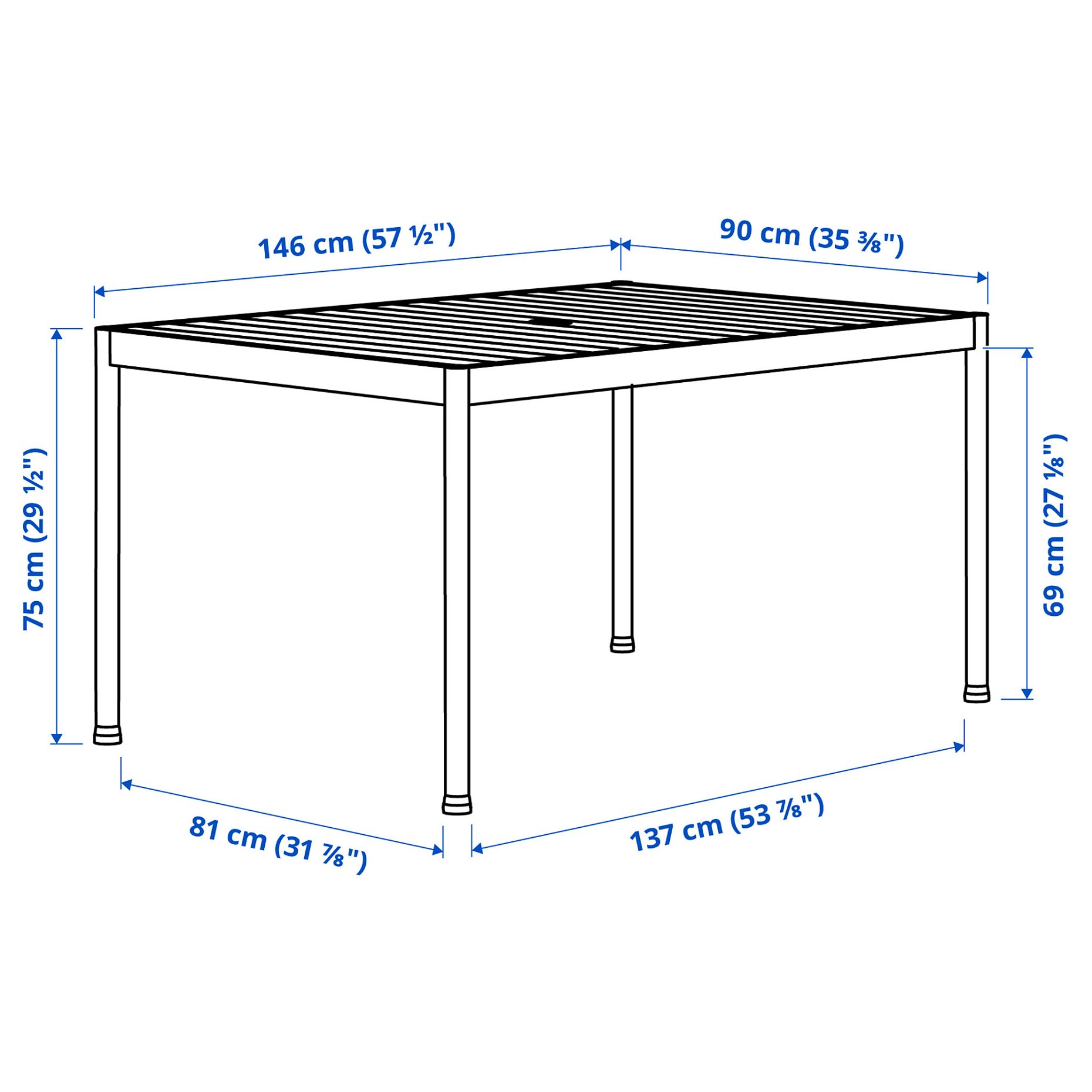 SEGERÖN, τραπέζι/εξωτερικού χώρου, 91x147 cm, 905.108.13
