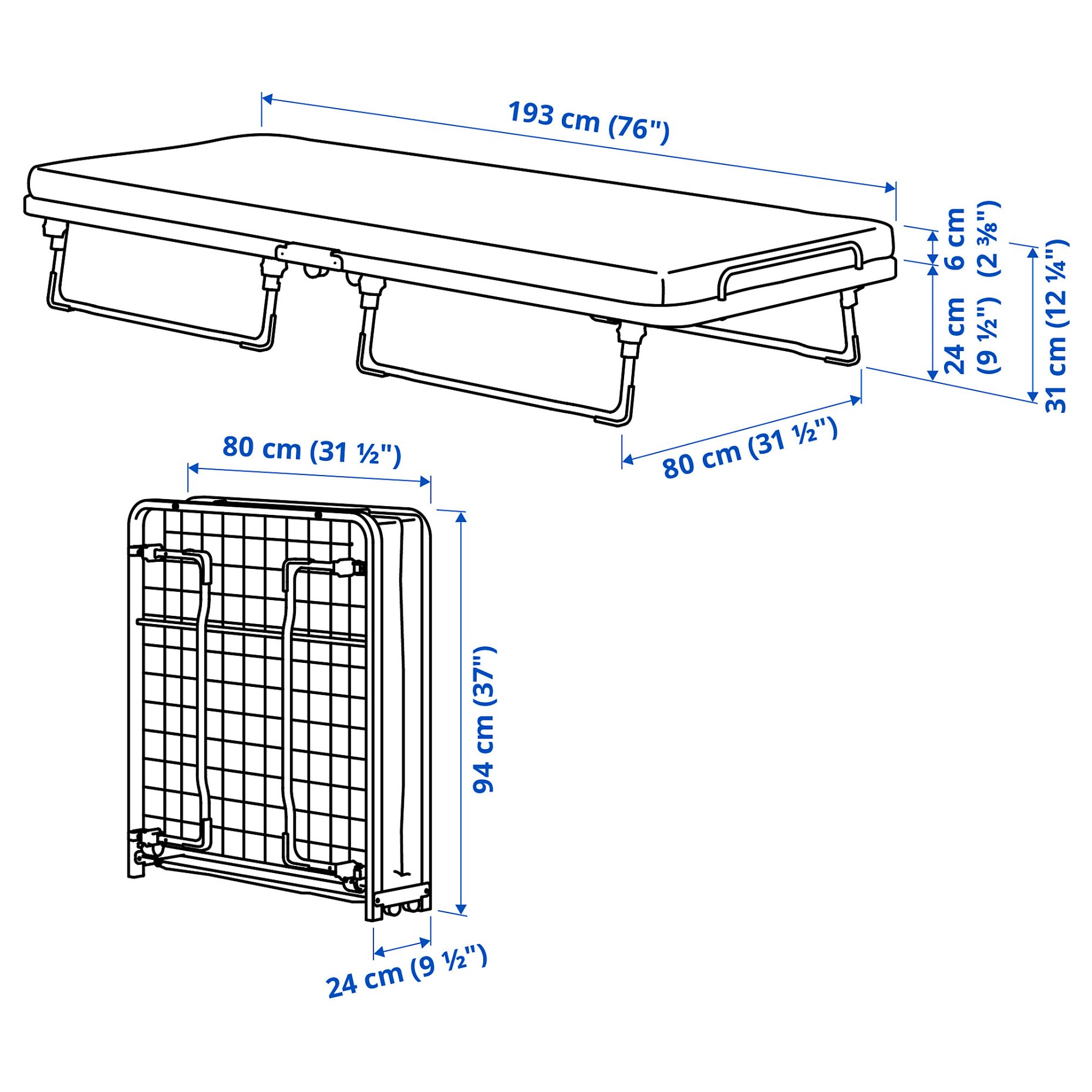 NORRUDDEN, guest bed, 80x193 cm, 905.313.54