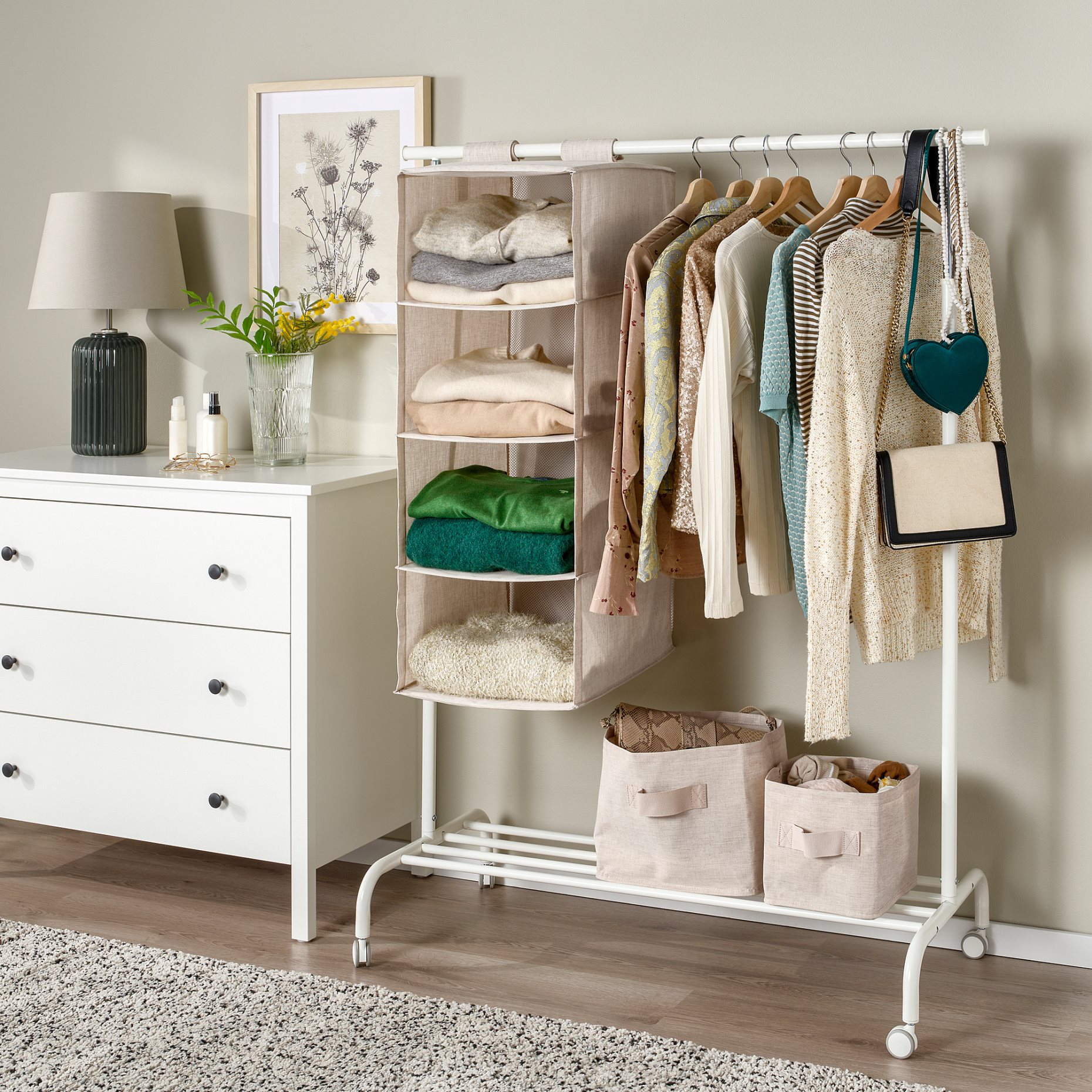 PURRPINGLA, hanging storage with 4 compartments, 36x45x92 cm, 905.919.94