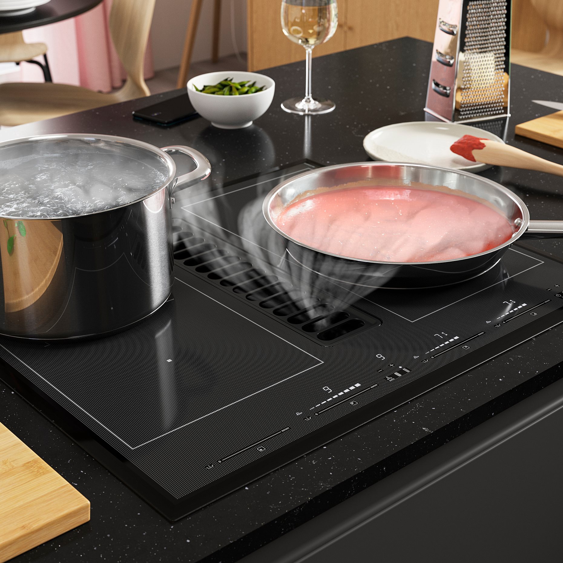 TÄCKNAN, induction hob/integrated extractor/IKEA 500, 60 cm, 905.986.36