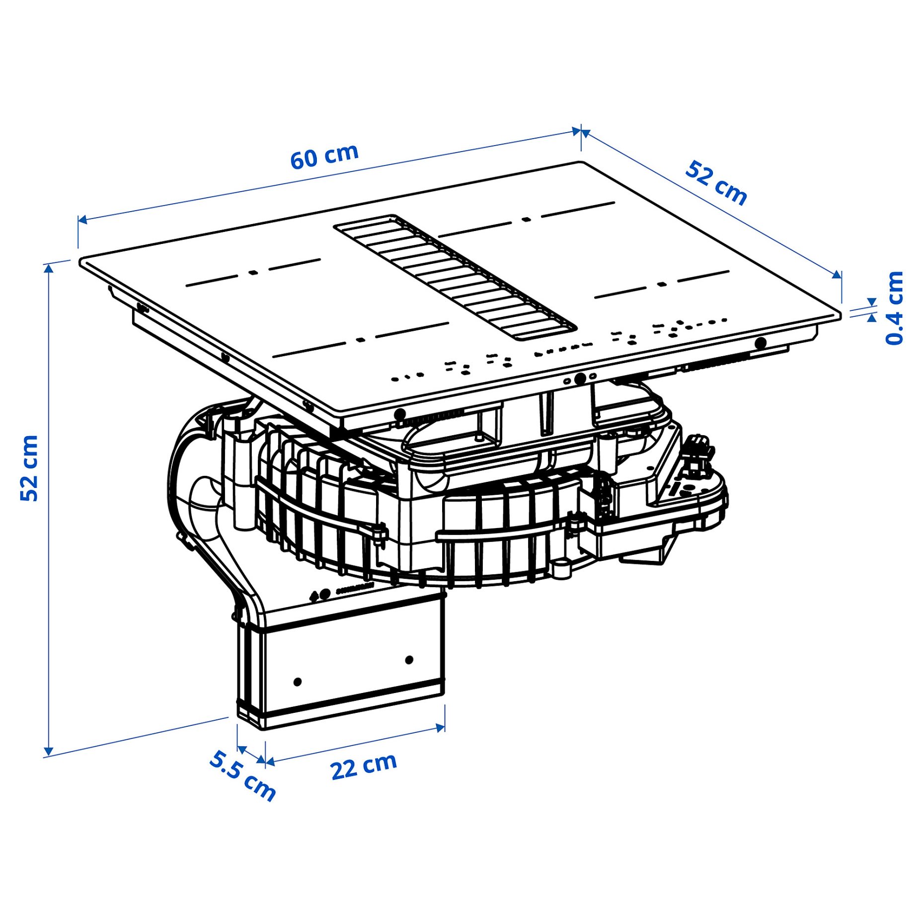 TÄCKNAN, induction hob/integrated extractor/IKEA 500, 60 cm, 905.986.36