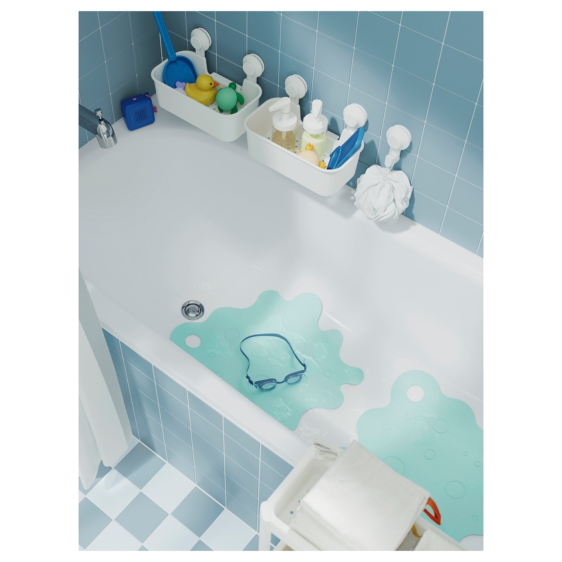 TRAMPSJÖN, bathtub mat/2 pack, 43x43 cm, 906.006.63