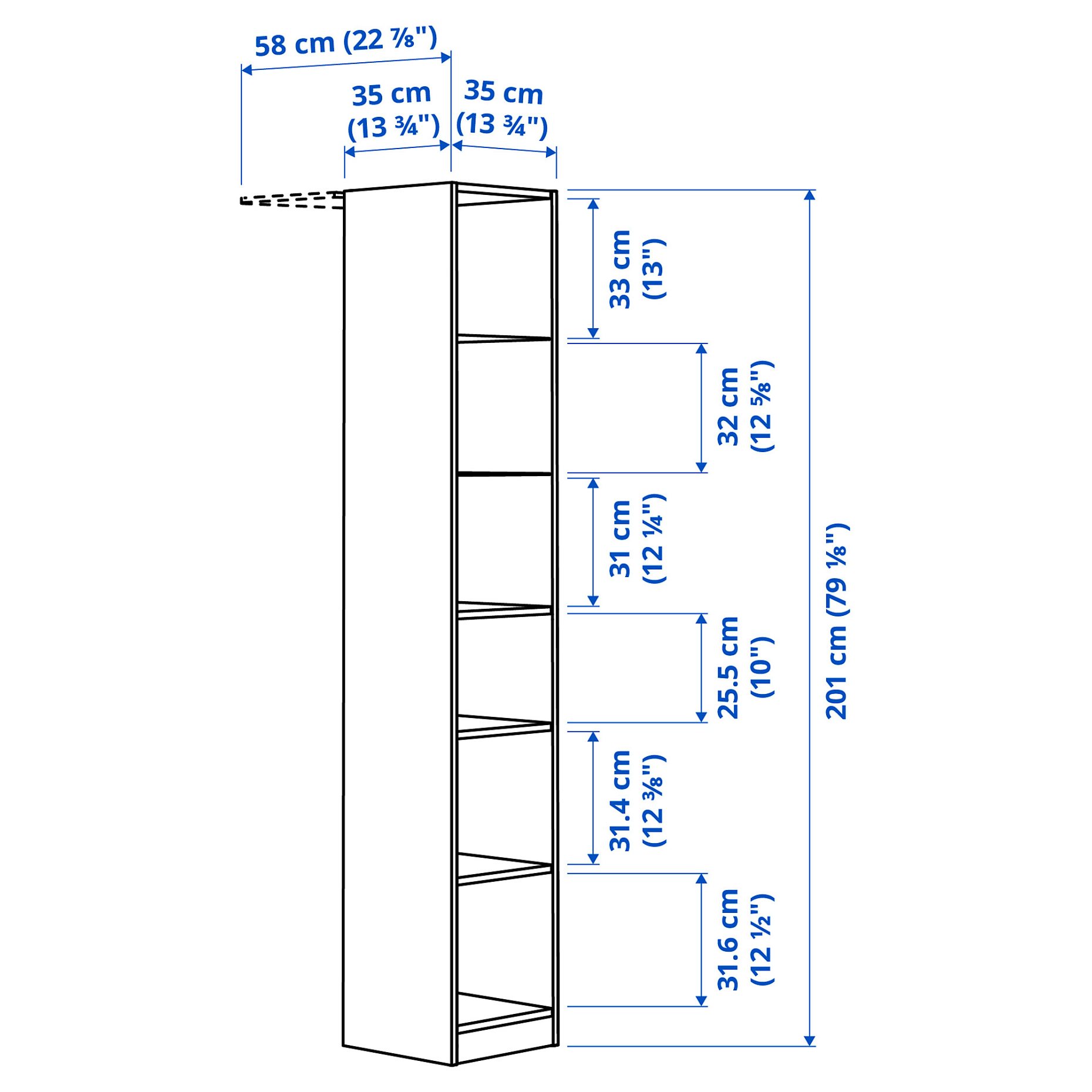 PAX, πρόσθετη μεσαία μονάδα, 35x35x201 cm, 906.038.26