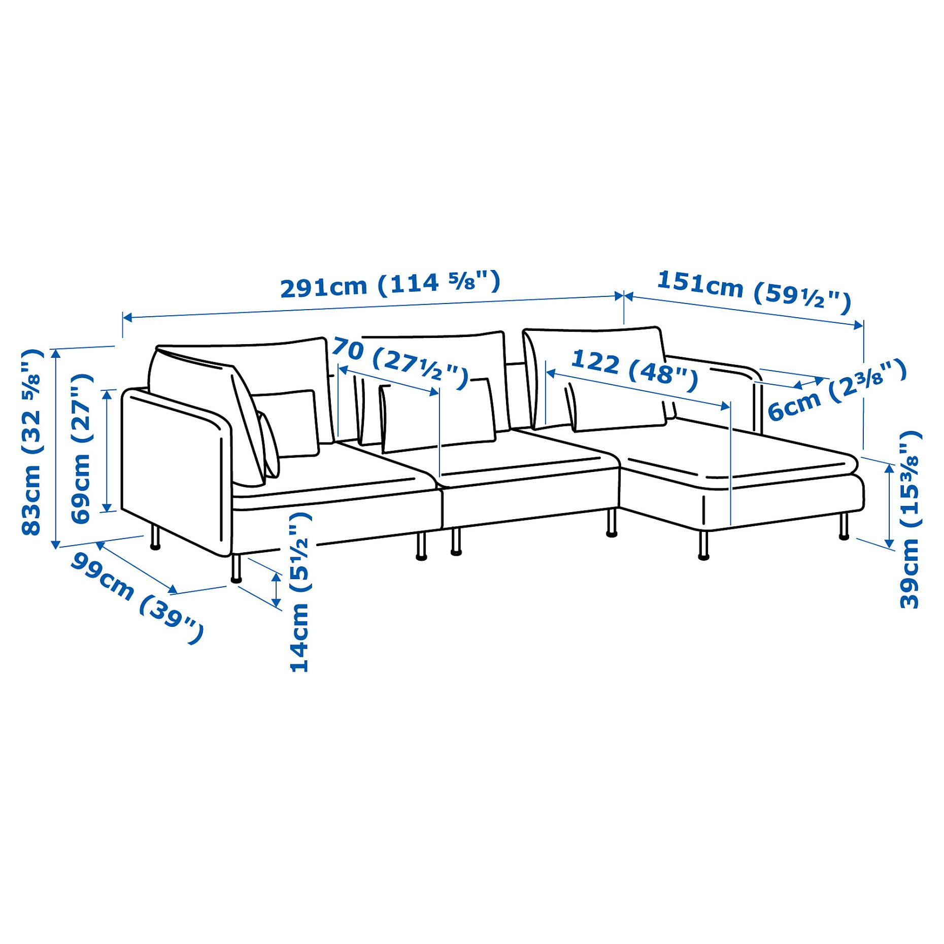 SÖDERHAMN, 4-seat sofa with chaise longue, 993.058.27
