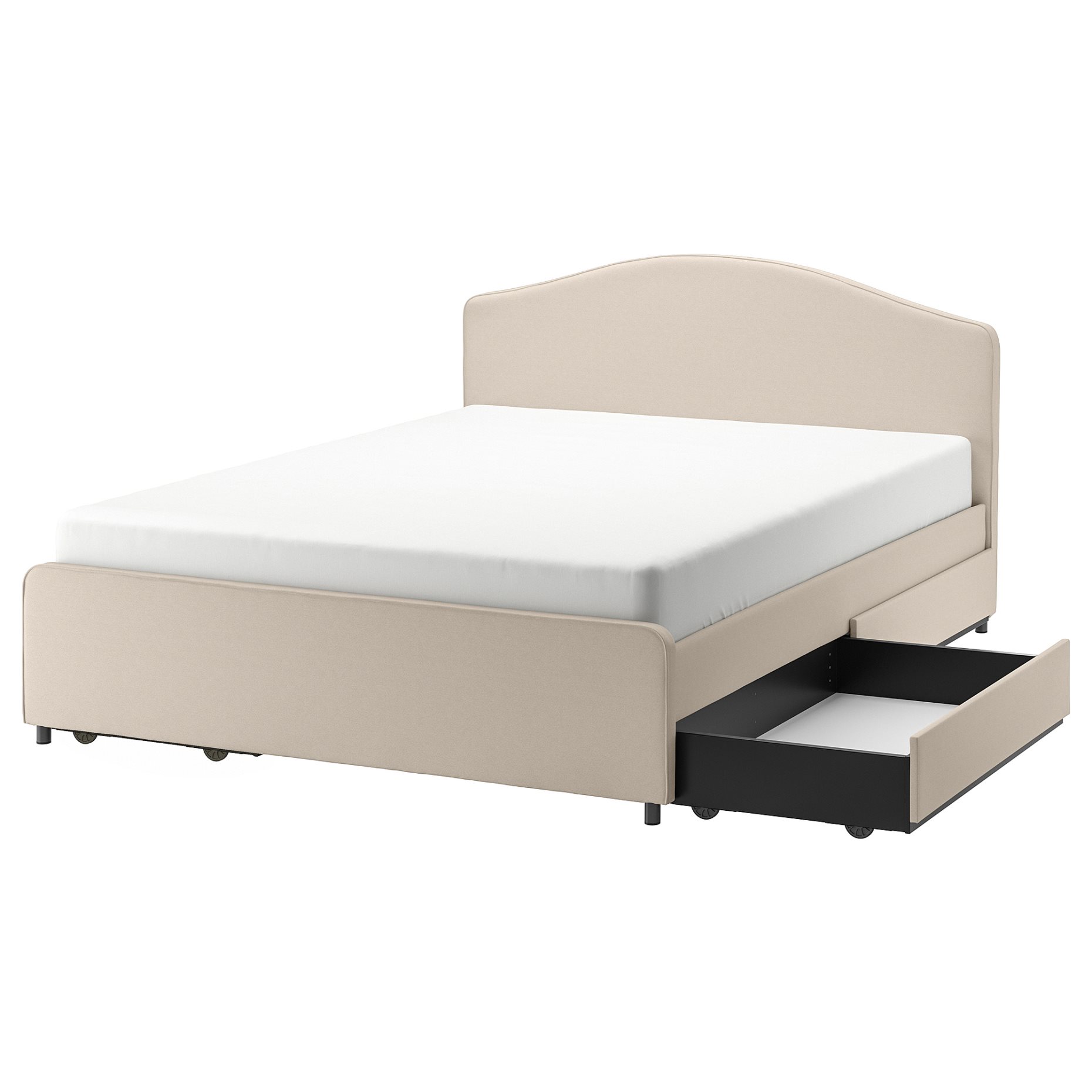 HAUGA, upholstered bed/4 storage boxes, 140X200 cm, 993.366.16