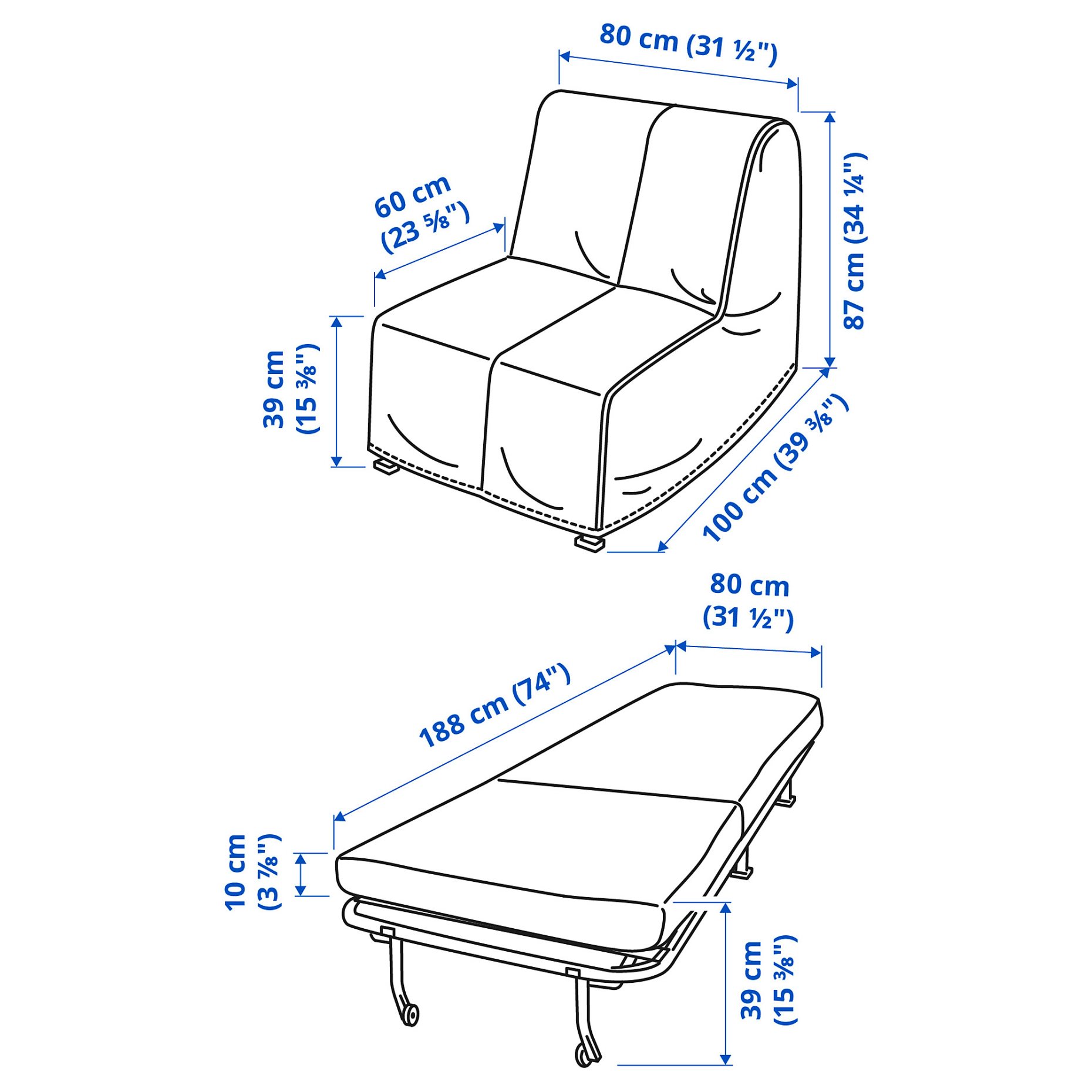 LYCKSELE LOVAS, chair-bed, 993.869.94
