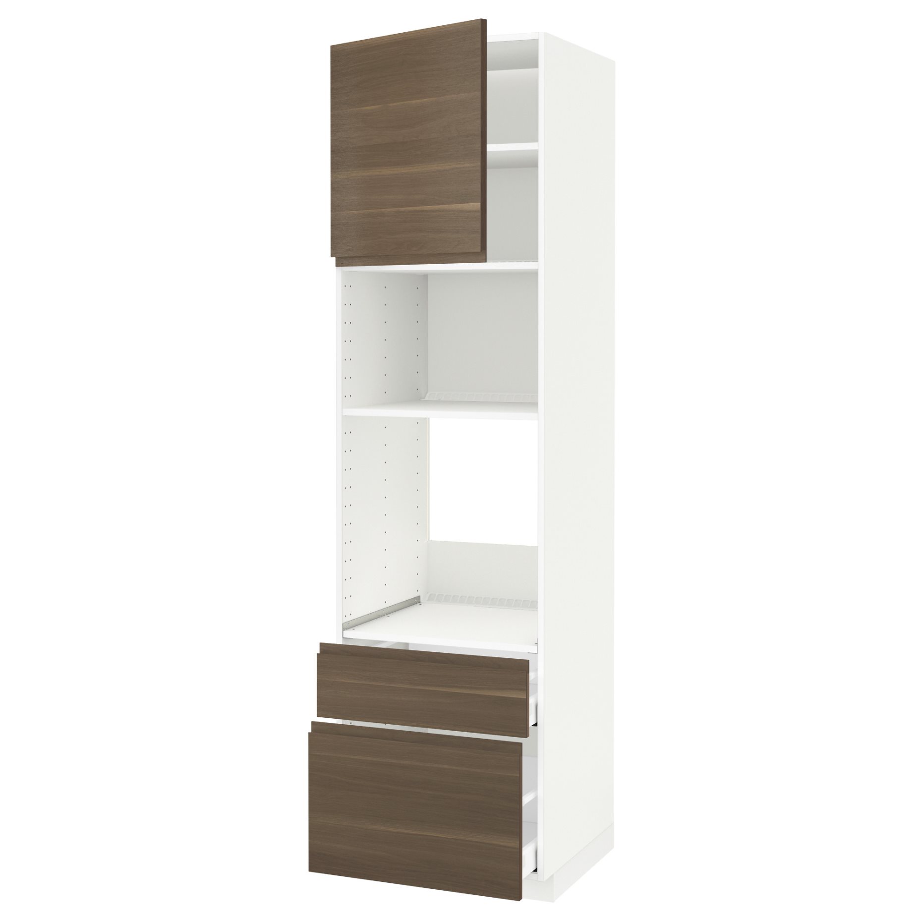 METOD, high cabinet for oven/microwave with door/2 drawers, 60x60x220 cm, 994.692.20