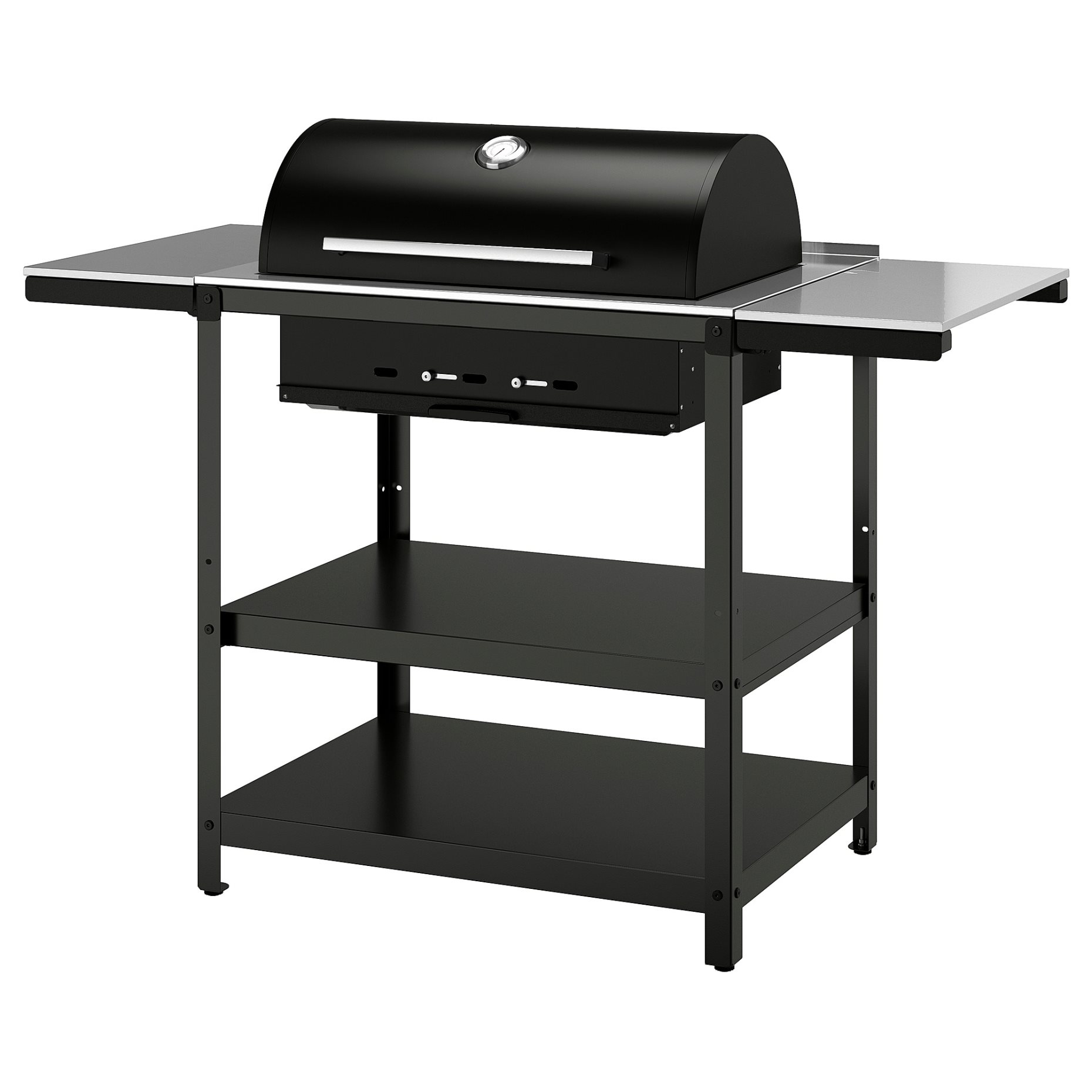 GRILLSKÄR, charcoal barbecue with 2 side tables, 994.952.24
