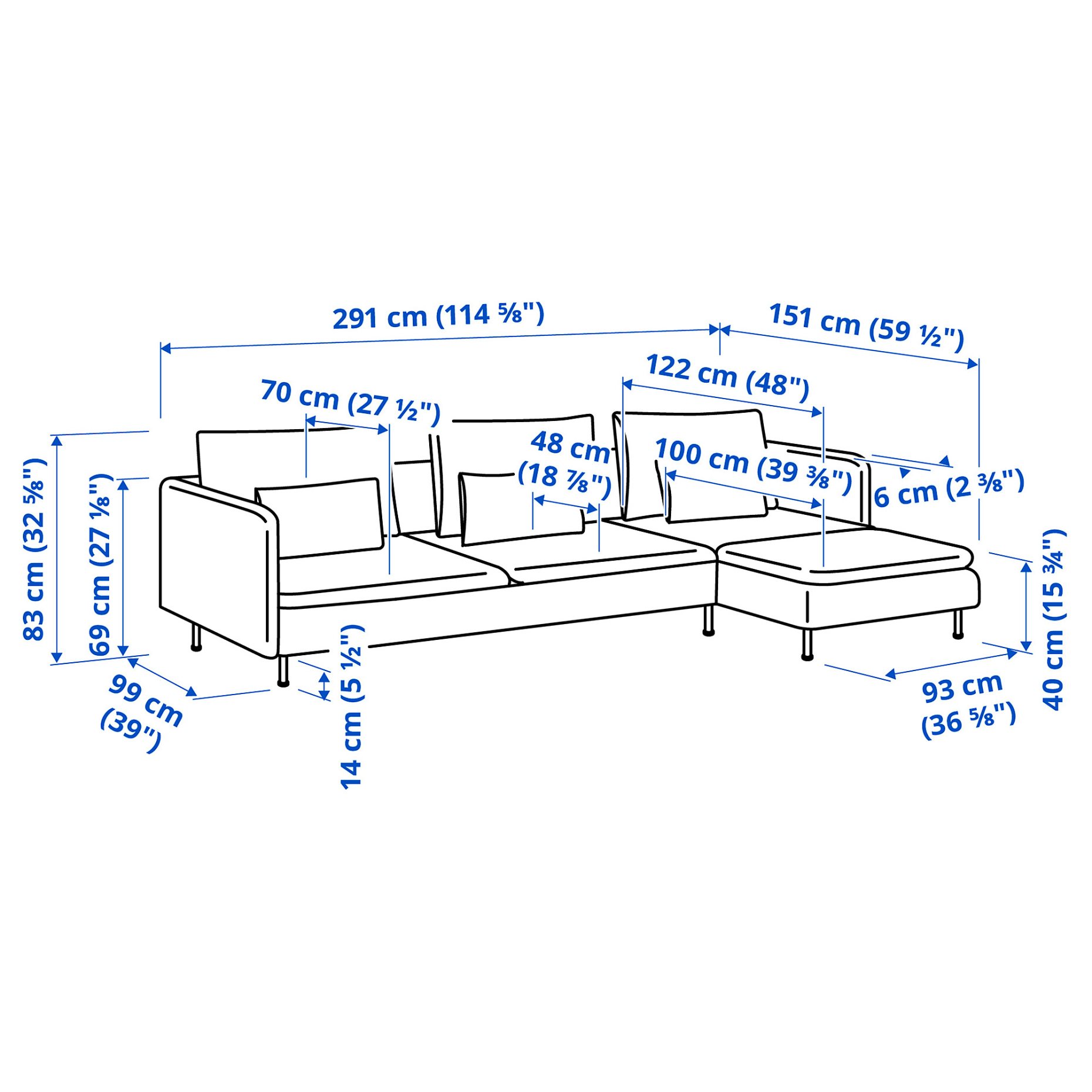 SÖDERHAMN, 4-seat sofa with chaise longue, 995.022.91