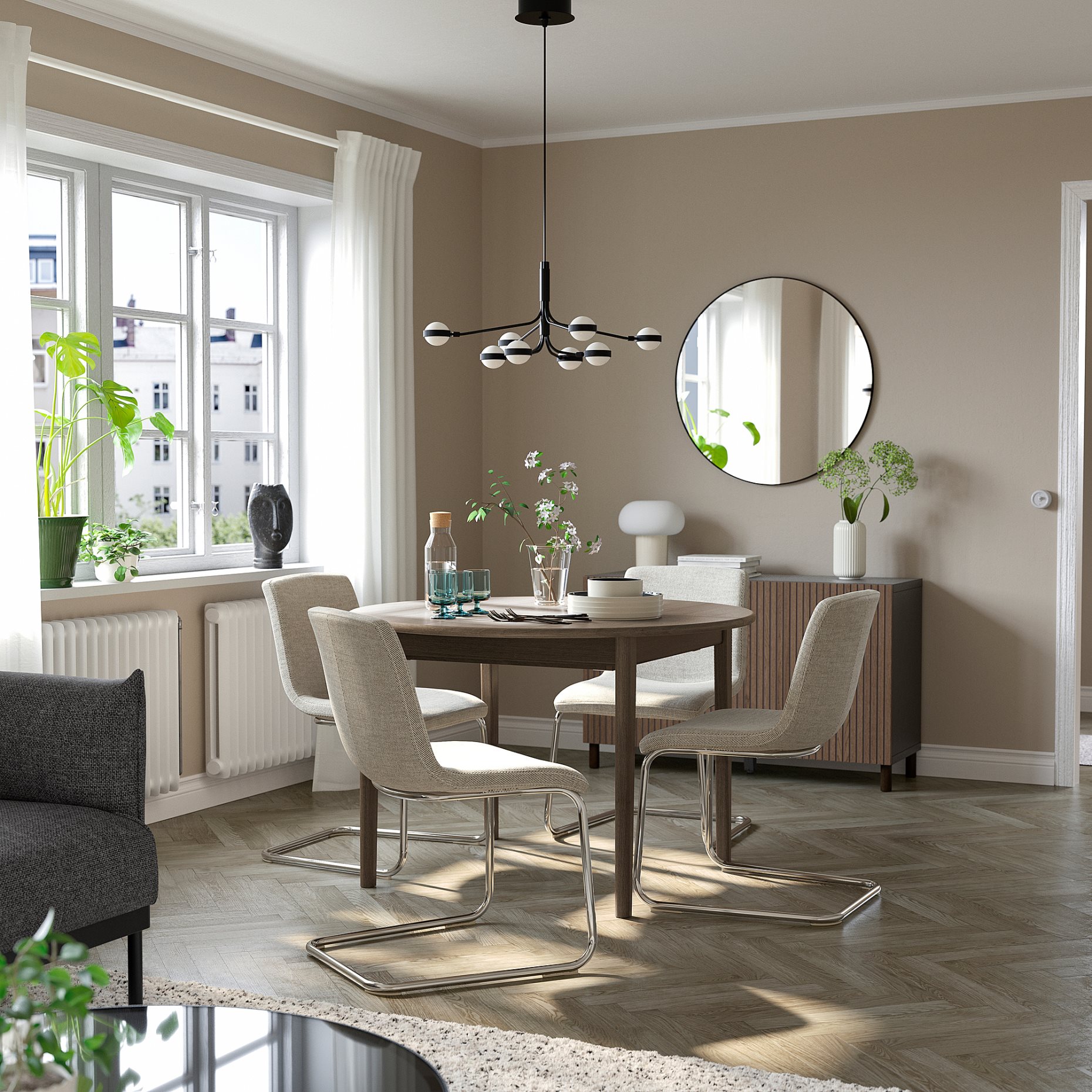 SKANSNAS/LUST, τραπέζι και 4 καρέκλες, 115/170 cm, 995.616.38