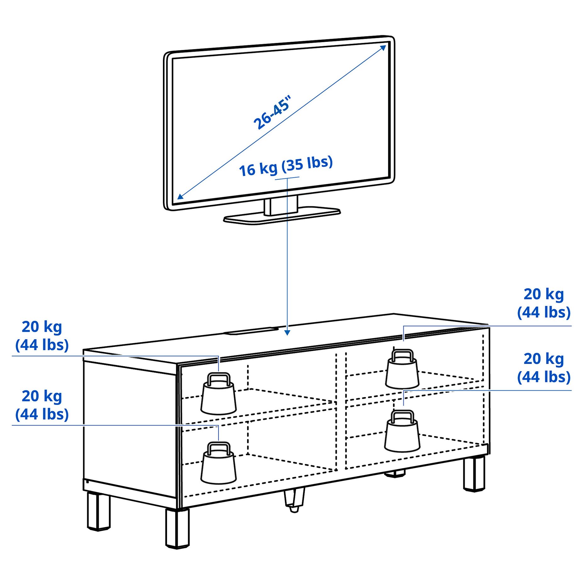 BESTÅ, TV bench with doors, 120x42x48 cm, 995.687.48