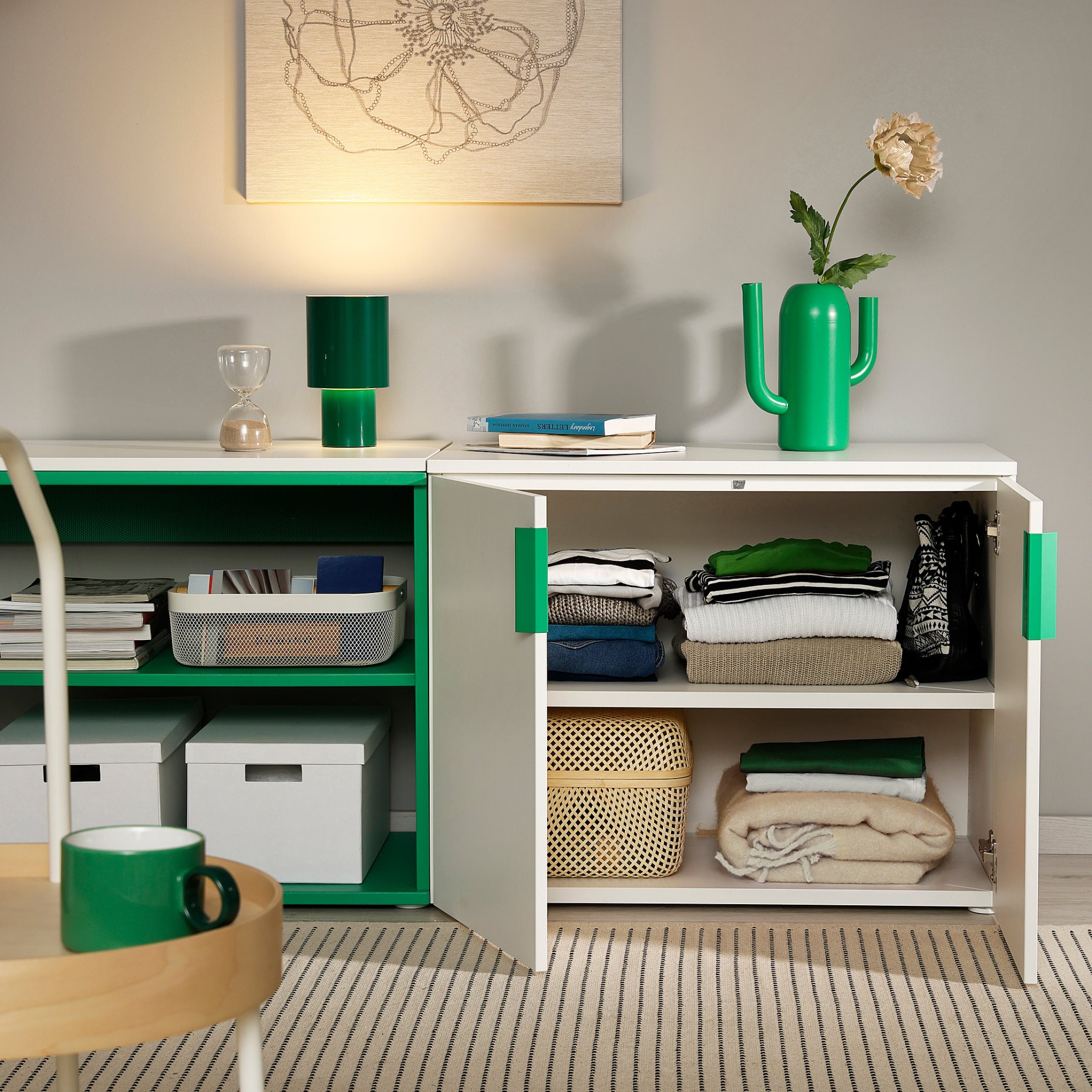 PLATSA, open storage combination with 2 doors, 160x42x63 cm, 995.939.17