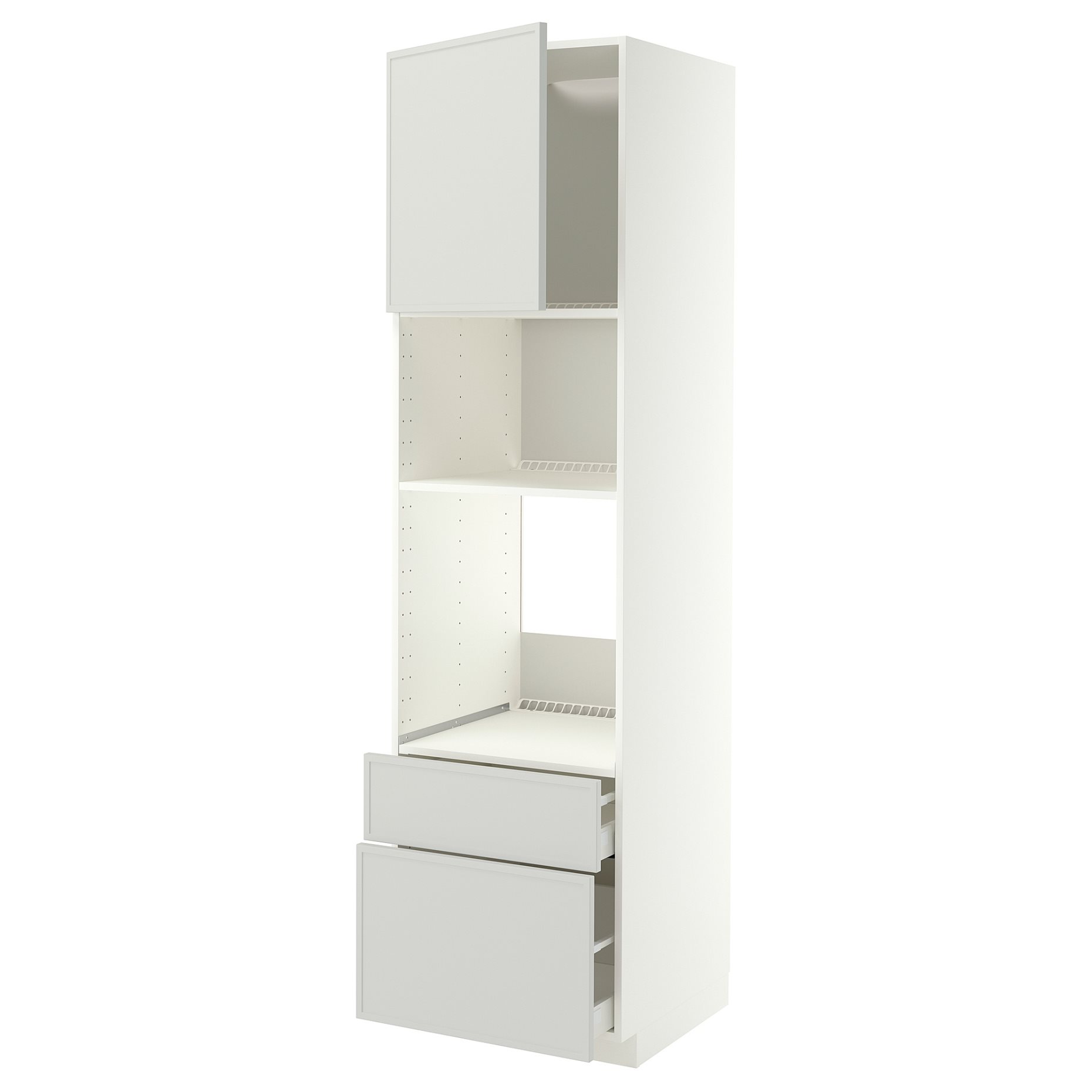 METOD, high cabinet for oven/microwave with door/2 drawers, 60x60x220 cm, 996.058.64
