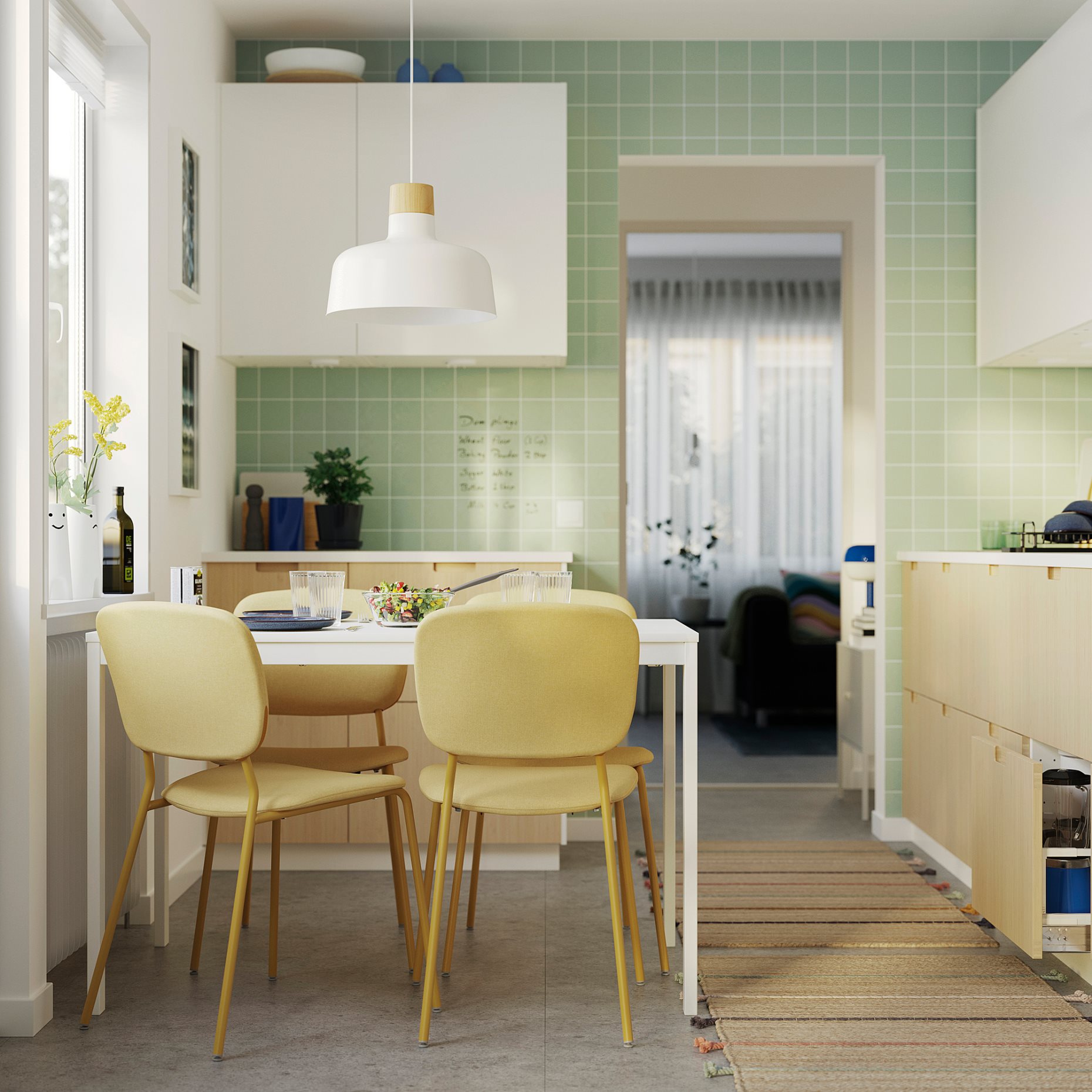 VIHALS, table and 4 chairs, 84/120x74 cm, 996.067.88