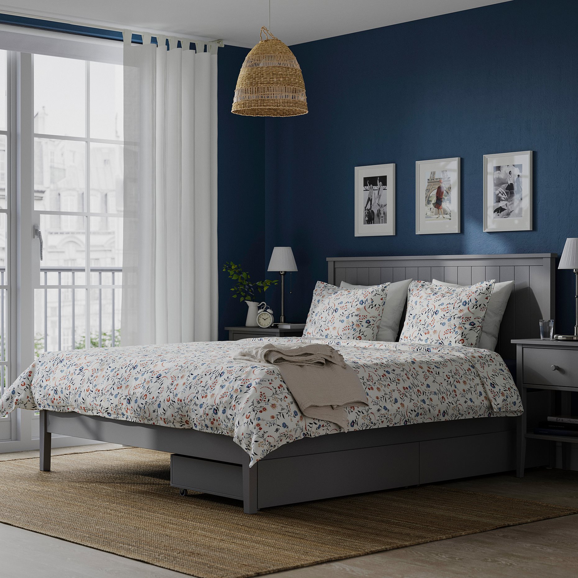 GULLABERG, bed frame with 2 storage boxes, 140x200 cm, 996.148.06