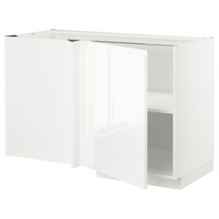 METOD corner base cabinet with shelf, 128x68 cm 49461226