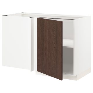 METOD corner base cabinet with shelf, 128x68 cm 49461269