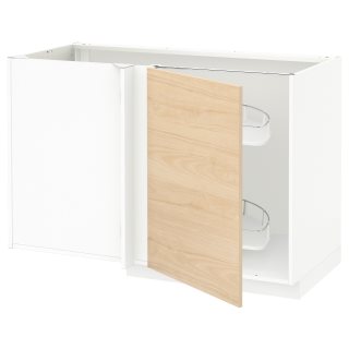 METOD corner base cabinet with pull-out fitting, 128x68 cm 59456187