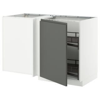 METOD corner base cabinet with pull-out fitting, 128x68 cm 79585150