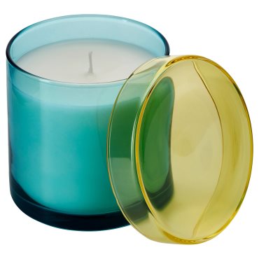 DVÄRGHÖK, scented candle in glass with lid/fig leaf, 50 hr, 006.142.78