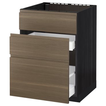 METOD/MAXIMERA, base cabinet for sink+3 fronts/2 drawers, 091.314.93