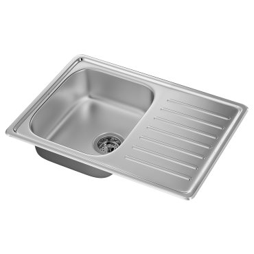 FYNDIG, inset sink 1 bowl with drainboard, 70x50 cm, 091.581.85