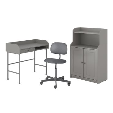 HAUGA/BLECKBERGET, σύνθεση γραφείου και αποθήκευσης με περιστρεφόμενη καρέκλα, 094.365.02