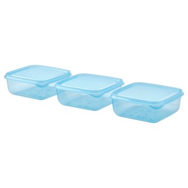 PRUTA, food container with lid/3 pack, 0.6 l, 105.971.03