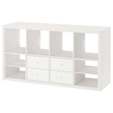 KALLAX, shelving unit with 4 drawers/2 shelf inserts, 147x77 cm, 195.528.93