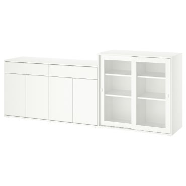 VIHALS, storage combination with glass doors, 235x37x90 cm, 295.212.07