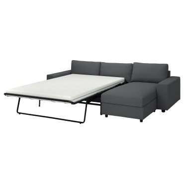 VIMLE, τριθέσιος καναπές-κρεβάτι με πλατιά μπράτσα και σεζλόνγκ, 295.370.86