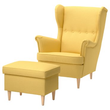 STRANDMON, wing chair with footstool, 295.903.47