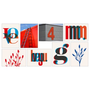 VÄXBO, καλλιτεχνική κάρτα/Κόκκινη-μπλε αγάπη, 8 τεμ. 13x18 cm, 305.608.15