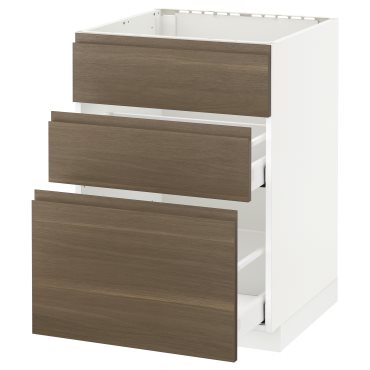 METOD/MAXIMERA, base cabinet for sink+3 fronts/2 drawers, 391.316.46