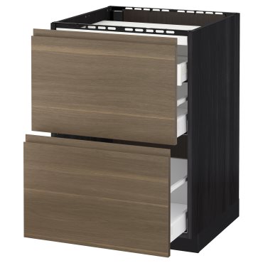 METOD/MAXIMERA, base cabinet for hob/2 fronts/3 drawers, 391.316.89