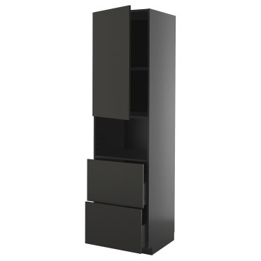 METOD/KNIVSHULT, high cabinet for microwave with door/2 drawers, 60x60x220 cm, 495.882.92