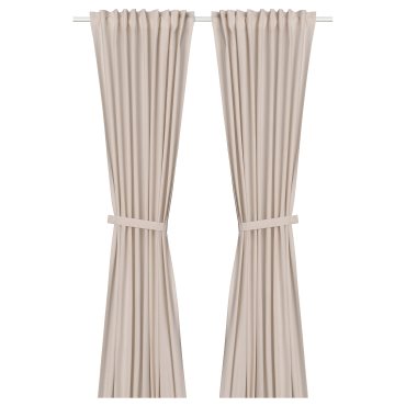 LENDA, curtains with tie-backs and heading tape/1 pair, 140x300 cm, 506.149.40