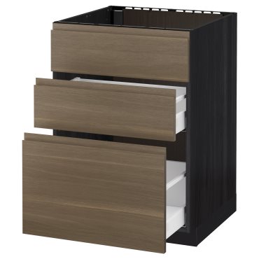 METOD/MAXIMERA, base cabinet for sink+3 fronts/2 drawers, 591.316.45