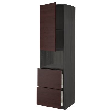 METOD/MAXIMERA, ψηλό ντουλάπι για φούρνο μικρoκυμάτων με πόρτα/2 συρτάρια, 60x60x220 cm, 594.593.17