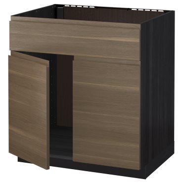 METOD, base cabinet for sink with 2 doors/front, 80x60 cm, 594.671.24