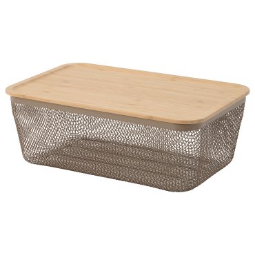 IKEA 365+, rectangular metal food storage basket with lid, 32x21x13 cm, 595.815.01