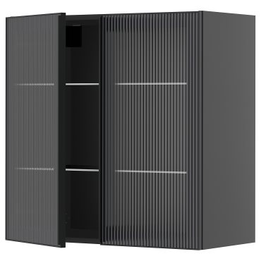 METOD, ντουλάπι τοίχου με ράφια/2 γυάλινες πόρτες, 80x80 cm, 595.868.53