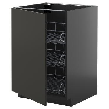 METOD, base cabinet with wire baskets, 60x60 cm, 595.885.26