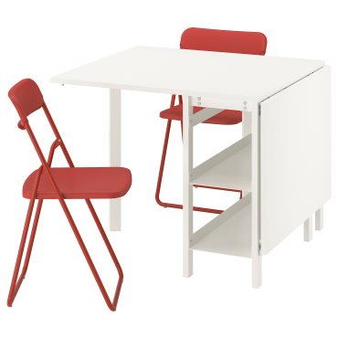 VIHALS, gateleg table and 2 folding chairs, 39/95/151x90 cm, 595.902.56