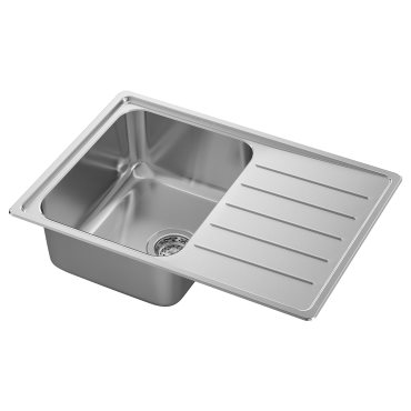 VATTUDALEN, inset sink, 1 bowl with drainboard, 69x47 cm, 691.581.68