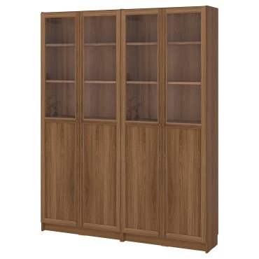 BILLY/OXBERG, bookcase combination with panel/glass doors, 160x30x202 cm, 695.818.12