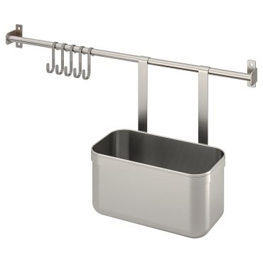 KUNGSFORS, rail with 5 hooks and 1 container, 793.081.72