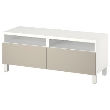 BESTA, TV bench with drawers push open, 120x42x48 cm, 794.199.38