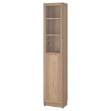 BILLY/OXBERG, bookcase with panel/glass door, 40x30x202 cm, 794.833.40