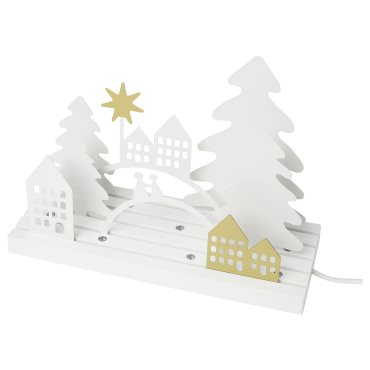 STRÅLA, table decoration with built-in LED light source/landscape/village, 806.334.52